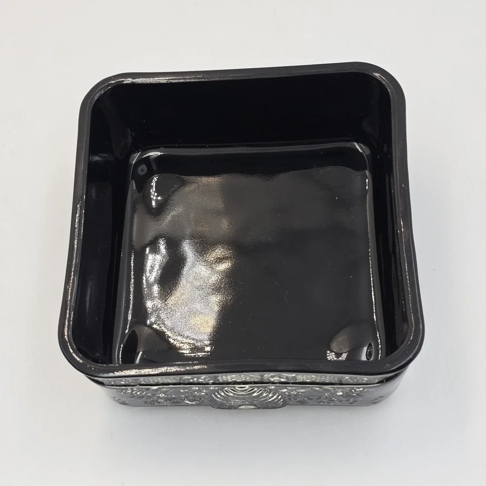 Vintage Tiara Indiana Glass Black Onyx Honey Bee Box Candy BASE ONLY Peg Footed